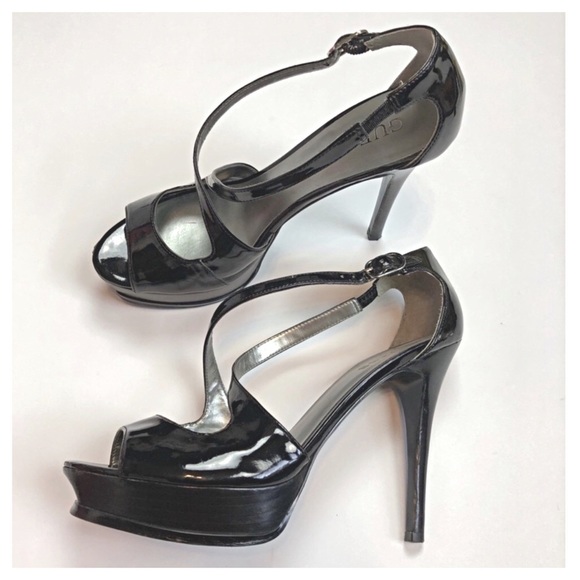 Guess Shoes - GUESS BLACK PEEP TOE PLATFORM HEELS